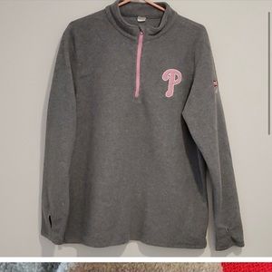 •PHILLIES•Herr's•Gray, pink logo•side slits•thumb opening•Med.